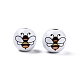 Bees Theme Printed Wooden Beads&nbsp;WOOD-D006-05-2