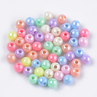 不透明なアクリルビーズ  ABカラー  ラウンド  ミックスカラー  6x5.5mm  穴：1.8mm  約5550個/500g&nbsp;MACR-S296-90A