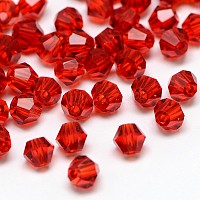 模造5301ダブルコーンビーズ  透明ガラスファセットビーズ  暗赤色  6x5mm  穴：1.3mm  約288個/袋&nbsp;GLAA-F026-C16