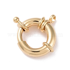 Eco-friendly Brass Spring Ring Clasps, Cadmium Free & Lead Free, Long-Lasting Plated, Real 24K Gold Plated, 19~21x4~4.5mm, Hole: 2.6~3.7mm
