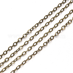 Brass Cable Chains, Soldered, Cadmium Free & Nickel Free & Lead Free, with Spool, Flat Oval, Antique Bronze, 2.2x1.9x0.3mm, Fit for 0.6x4mm Jump Rings, about 32.8 Feet(10m)/roll