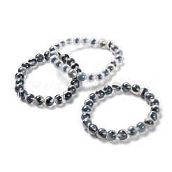 ユニセックスナチュラルシュガーハート瑪瑙ビーズストレッチブレスレット  ミックスカラー  ビーズ：8~8.5mm  内径：2~2-1/4インチ（5.2~5.8cm）&nbsp;BJEW-K097-01A-05