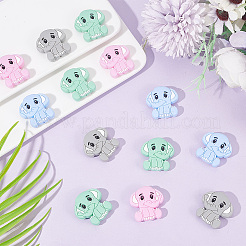 16Pcs 4 Colors Elephant Silicone Beads&nbsp;SIL-OC0001-07