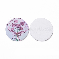 アクリルカボション  ヘアピン用  ヘア＆イヤリングアクセサリー  花柄とフラットラウンド  カメリア  34.5x2.5mm&nbsp;MACR-C002-11