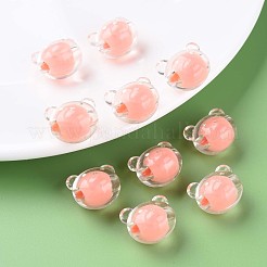 透明なアクリルビーズ  二層ビーズ  クマ  ライトサーモン  16x18x15.5mm  穴：3mm  約220個/500g&nbsp;MACR-S373-122-B01