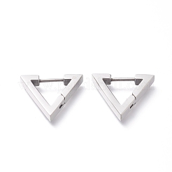 変色しにくい304ステンレススチール製フープピアス  三角形  ステンレス鋼色  16x18x3mm  ピン：1mm  12のペア/カード&nbsp;EJEW-O099-09P
