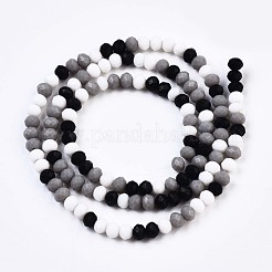 オペークガラスビーズ連売り  模造翡翠ガラス  ファセットロンデル  ブラック  3.5x3mm  穴：0.8mm  約132個/連  14.84''（37.7センチメートル）&nbsp;GLAA-T006-15
