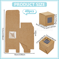 厚紙紙の梱包箱  PVCウィンドウ付き  正方形  バリーウッド  5x5x5cm&nbsp;CON-WH0123-23B