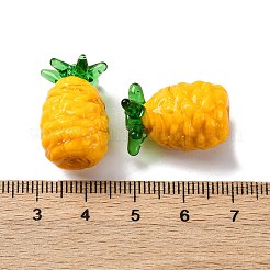 フルーツシリーズ 手作りランプワークビーズ  パイナップル  21.5~22.5x14~14.5mm  穴：1.8mm&nbsp;LAMP-R003-04A