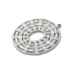 中空 304 ステンレス ペンダント  楕円形のチャーム  変色防止  ステンレス鋼色  30.5x25.5x1.5mm  穴：1.4mm&nbsp;STAS-L022-501P