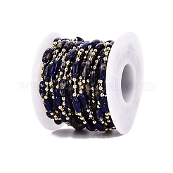 Handmade Brass & Glass Beaded Link Chains&nbsp;CHC-Q021-04B-G