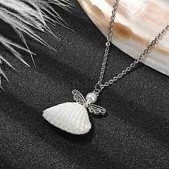 Natural Shell Fairy Pendant Necklace&nbsp;NJEW-JN04611