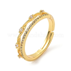 Brass Micro Pave Cubic Zirconia Finger Rings&nbsp;RJEW-H258-16G