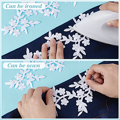 6個の花のレーヨン刺繍縫い付け装飾アクセサリー  ミシンクラフト装飾  ホワイト  270x105x1mm&nbsp;PATC-FG0002-56B