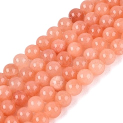 天然石染め加工イエロージェイド翡翠天然石ビーズ連売り  ラウンド  ダークサーモン  4mm  穴：0.5mm  約95個/連  15.7インチ&nbsp;X-G-R271-4mm-Y31
