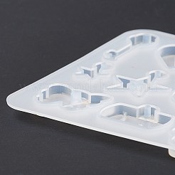 DIYペンダントシリコンモールド  レジン型  ハートキー  ハートロック  三角形  花  スター  ムーン  キツネの頭  蝶  音符  葉  カップ  ホワイト  77x79x4mm  穴：1.5~2.5mm  内径：11.5~25x9~20mm&nbsp;DIY-C054-09
