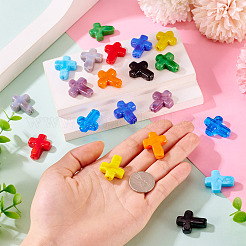 20個10色手作りランプワークビーズ  クロス  ミックスカラー  24~26x20~20.5x6~7.5mm  穴：1.6~1.8mm  2個/カラー&nbsp;LAMP-TA0001-62
