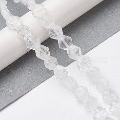天然石クオーツクリスタルビーズ連売り  ファセット六角形カット  ロッククリスタル六角ビーズ  8~8.5x9~9.5x4~4.5mm  穴：1mm  約25個/連  8.11''（20.6センチメートル）&nbsp;G-K359-C01-01
