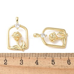 Brass Micro Pave Clear Cubic Zirconia Pendants&nbsp;KK-Q031-12G