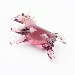 インテリアオーナメントパーツ  手作りランプワーク表示の装飾  馬  パープル  31~35x9x22~26mm&nbsp;LAMP-J084-37