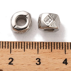 CCBプラスチックビーズ  十字模様の柱  プラチナ  8x6mm  穴：3.8mm&nbsp;CCB-U001-32P