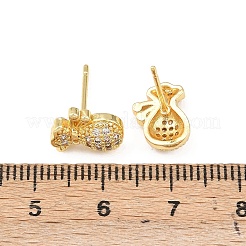 Brass Micro Pave Clear Cubic Zirconia Bag Stud Earrings&nbsp;EJEW-F400-11G