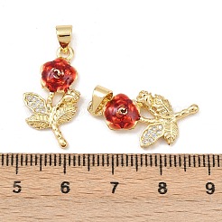 Brass Enamel Cubic Zirconia Pendants&nbsp;KK-L251-27G