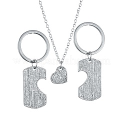 Daddy Mother Daughter Forever Love Family Heart Puzzle Jewelry Sets&nbsp;SJEW-K155-02P