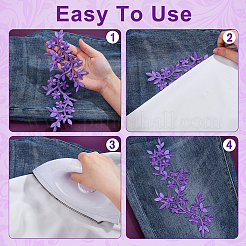 4Pcs 2 Styles Flower Embroider Thread Iron on/Sew On Patches&nbsp;PATC-NB0001-48