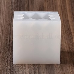 多面的なひし形の立方体の食品グレードのシリコン型  香りのよいキャンドル作りに  ホワイト  71x72x67mm  内径：60x60x60mm&nbsp;DIY-D097-09