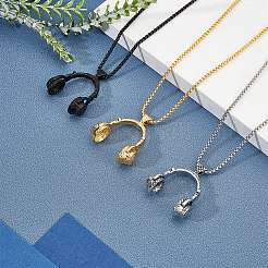 3Pcs 3 Colors Alloy Music Headset Pendant Necklaces Set for Women&nbsp;NJEW-AN0001-28