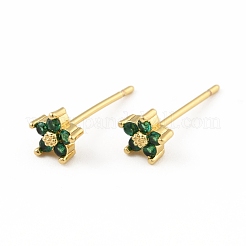 Cubic Zirconia Flower Stud Earrings&nbsp;EJEW-C035-15G