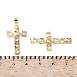 Cross Brass Micro Pave Cubic Zirconia Pendants&nbsp;KK-E102-02G-01