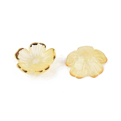プラスチックビーズキャップ  5  - 花びらの花  ツートン  ゴールドライン入り  シャンパンイエロー  10~11x10~11x4mm  穴：1.6mm  約2000個/袋&nbsp;KY-Q005-04A-10