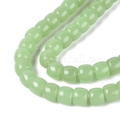 ジェイド風ガラスビーズ連売り  コラム  ダークシーグリーン  9.5~10x8mm  穴：1~1.2mm  約45~49個/連  14.17~16.14インチ（36~41cm）&nbsp;GLAA-Q106-02A-A03