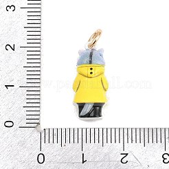 304ステンレススチールエナメルペンダント  動物チャーム  ゴールドカラー  アライグマのチャーム  19.5x9x6.5mm  穴：3.7mm&nbsp;STAS-F358-01G-15