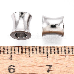 304ステンレススチールビーズ  バレル  カドミウムフリー＆ニッケルフリー＆鉛フリー  ステンレス鋼色  6x6mm  穴：3mm&nbsp;STAS-T071-13P
