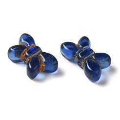 透明なランプワークビーズ  蝶  ダークブルー  11x19x6mm  穴：1mm  約55~65個/100g&nbsp;LAMP-P065-02A-08