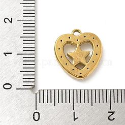 304ステンレススチールラインストーンペンダント  ゴールドカラー  ハート  14.5x13.5x2.5mm  穴：1.5mm&nbsp;STAS-I322-28G-04