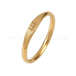 304ステンレススチールプレーンバンドリング  番号444  ゴールドカラー  3mm  usサイズ7 3/4(17.9mm)&nbsp;RJEW-P151-01G-02