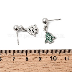 Christmas Brass Micro Pave Cubic Zirconia Dangle Stud Earrings&nbsp;EJEW-L306-01P-01