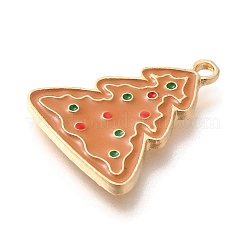 クリスマステーマ合金エナメルペンダント  ライトゴールド  クリスマスツリー  22.5x18.5x2mm  穴：1.6mm&nbsp;ENAM-Q509-01KCG-08