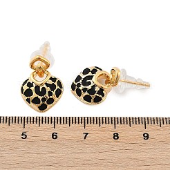 Brass Enamel Stud Earrings&nbsp;EJEW-P301-03G