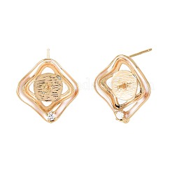 Brass Micro Pave Clear Cubic Zirconia Stud Earring Findings&nbsp;KK-S364-138