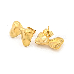 蝶結び 304 ステンレススチール イヤリング  女性用スタッドピアス  ゴールドカラー  12x17mm&nbsp;EJEW-L290-020G