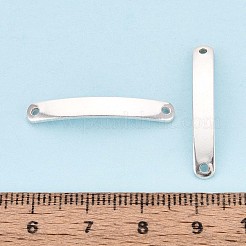 スターリングシルバーコネクターチャーム925個  カーブ長方形のリンク  空白タグのスタンプ  銀  28x4x3.5mm  穴：1.4mm&nbsp;STER-N016-96S