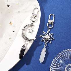 Natural White Jade and Obsidian Pendant Decorations&nbsp;HJEW-TA00166