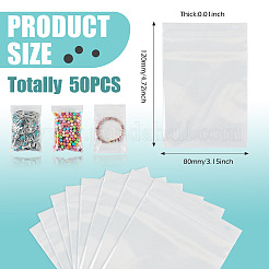 透明なプラスチック製の再封可能な包装袋  トップシール  セルフシールバッグ  長方形  ホワイト  12x8cm  片側の厚さ：2.1ミル（0.055mm）  50pc&nbsp;OPP-TADJ0001-05B