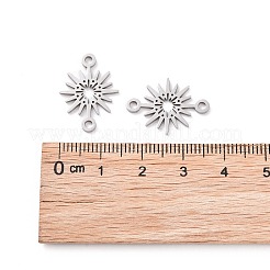 変色しにくい201ステンレススチールリンク/コネクター  レーザー切断  スター  ステンレス鋼色  15x20.5x1mm  穴：1.8mm&nbsp;STAS-T056-LA334-1