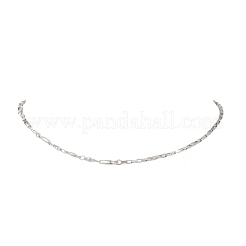 304ステンレススチール楕円リンクチェーンネックレス  変色しない  ステンレス鋼色  15.55インチ（39.5cm）&nbsp;NJEW-JN05729